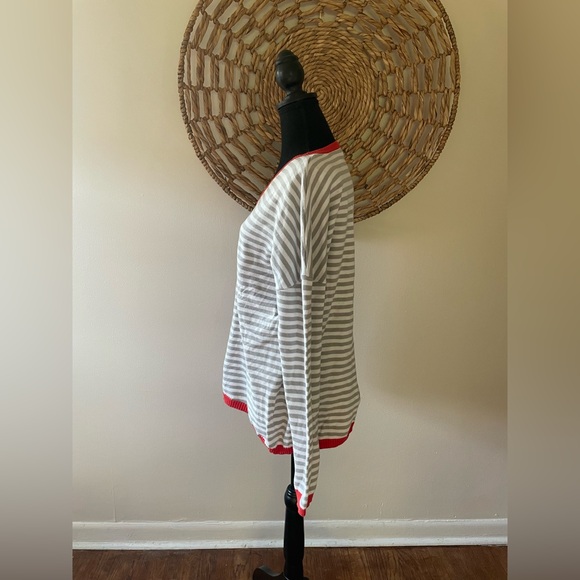 Lillusory Striped V-Neck Sweater with Red Accents - Picture 6 of 9